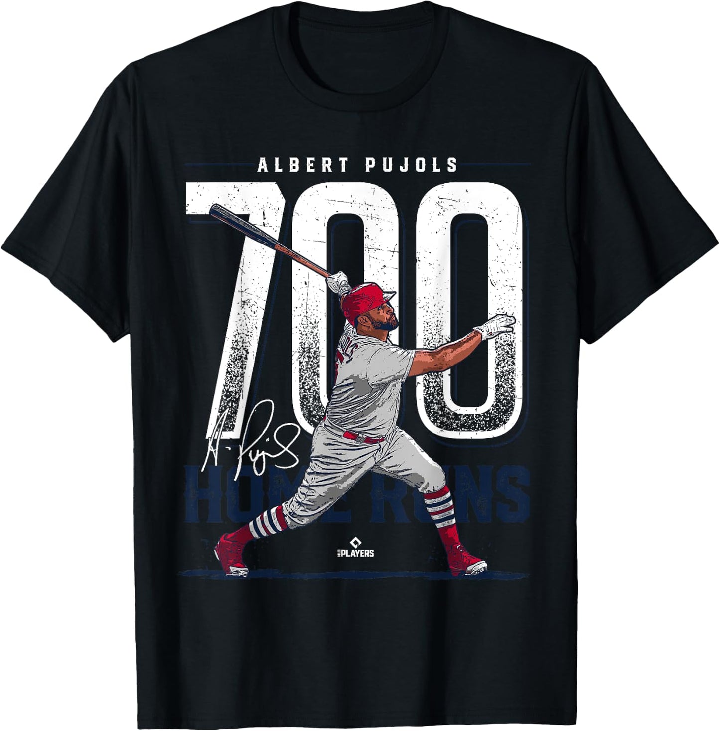 BallPark MVP Albert Pujols 700 Home Runs St Louis MLBPA -Adults & Youth Black Cotton Short Sleeve T-Shirt - T-Shirt | Black