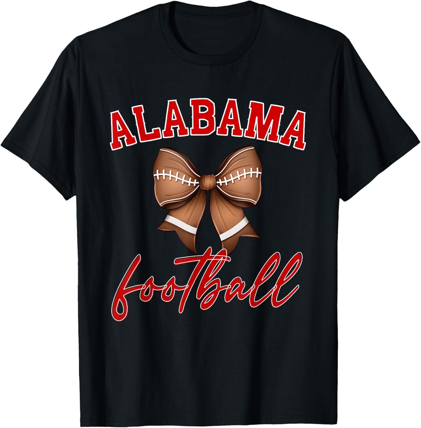 Alabama Football Pretty Coquette Style Bow T-Shirt - T-Shirt | Black