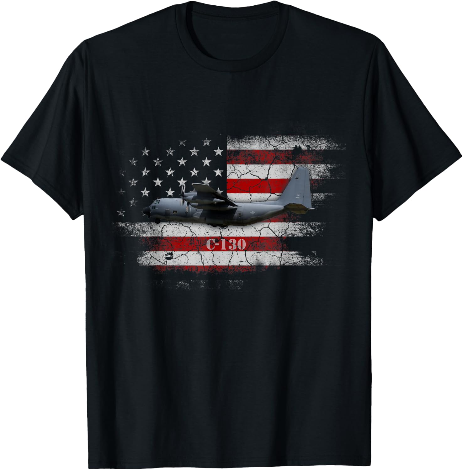 C-130 - Combat Air Force Veteran Veterans Day Gift T-Shirt - T-Shirt | Black
