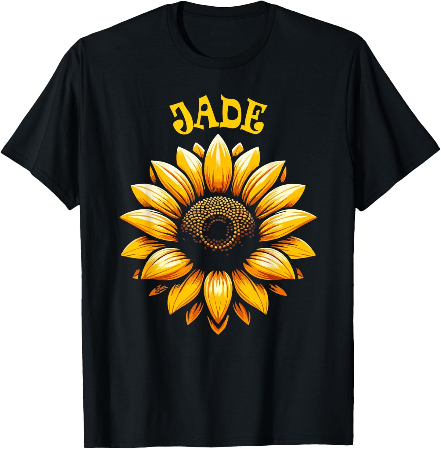Jade Sunflower Design for Girls Name Jade T-Shirt - T-Shirt | Black
