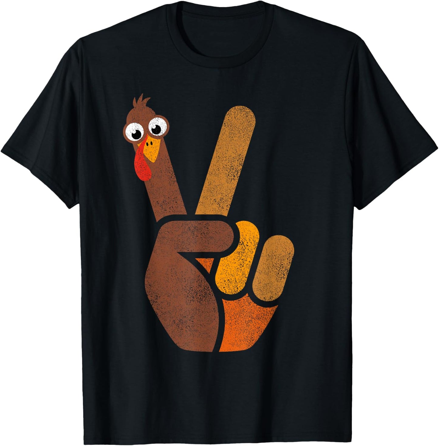 Peace Sign Turkey Shirt Kids Funny Thanksgiving T-Shirt - T-Shirt | Black