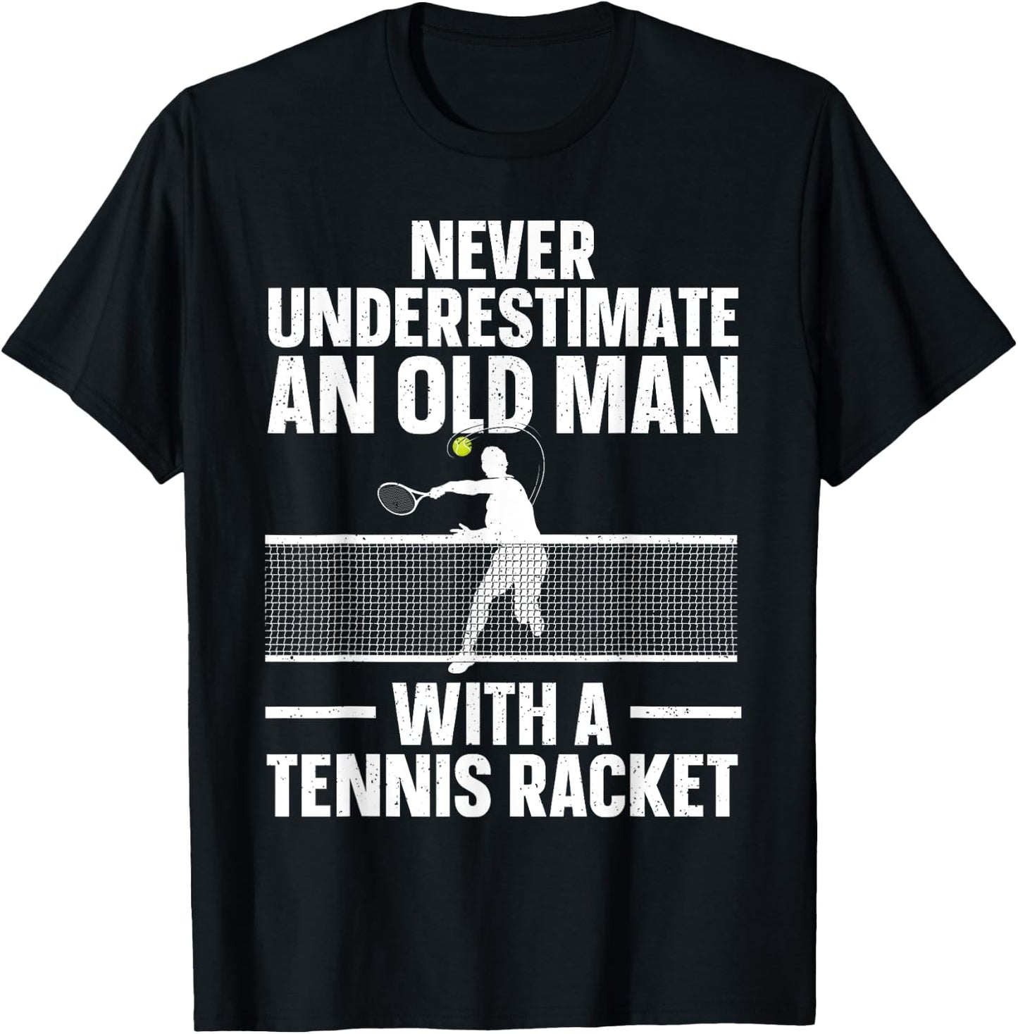 Best Tennis Art Grandpa Tennis Lover Tennis Player T-Shirt - T-Shirt | Black