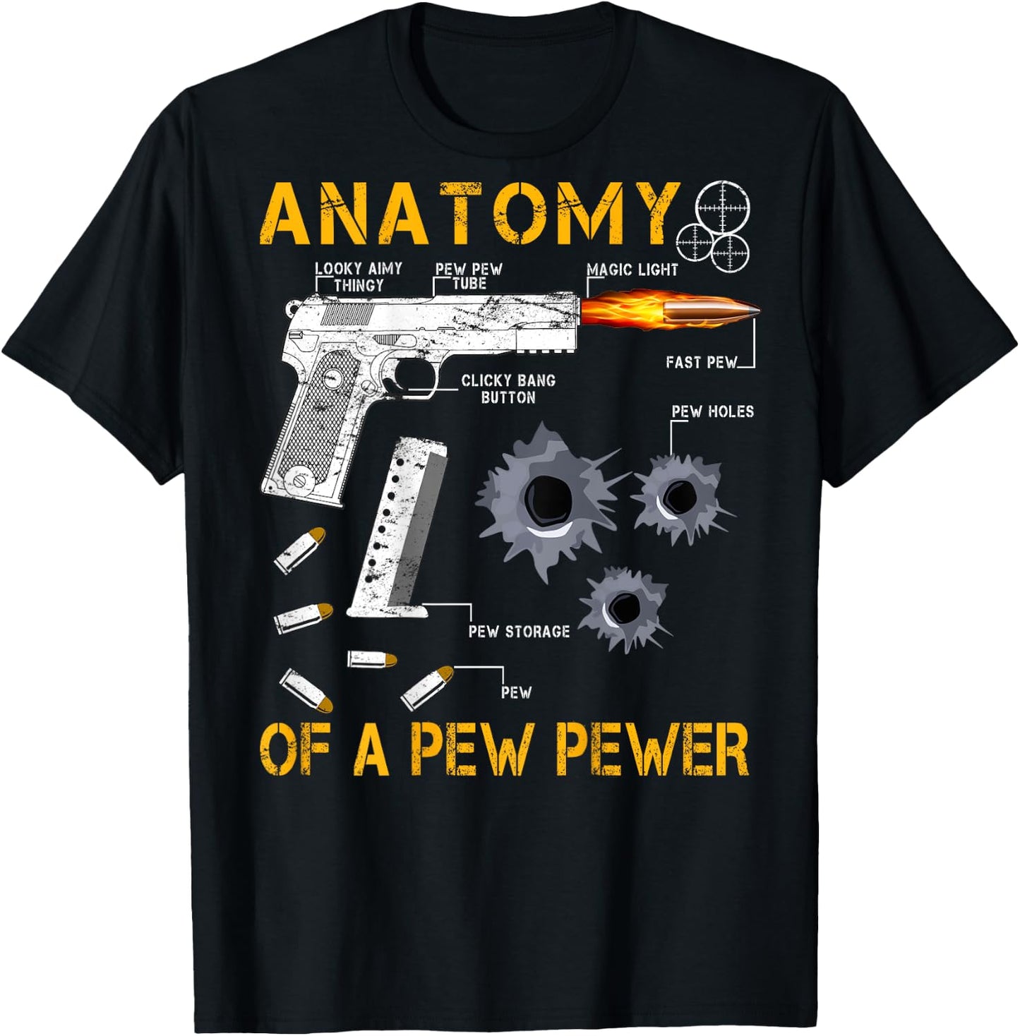 Anatomy Of A Pew Pewer | On Back | Triggernometry Gun Gift T-Shirt - T-Shirt | Black