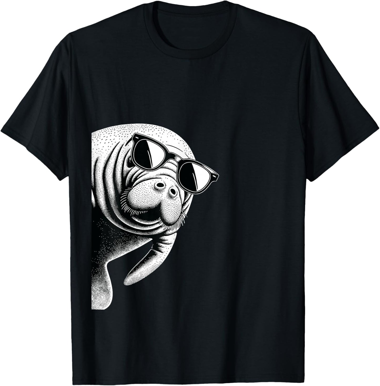 Funny Manatee Wearing Sunglasses Manatee Lover T-Shirt - T-Shirt | Black