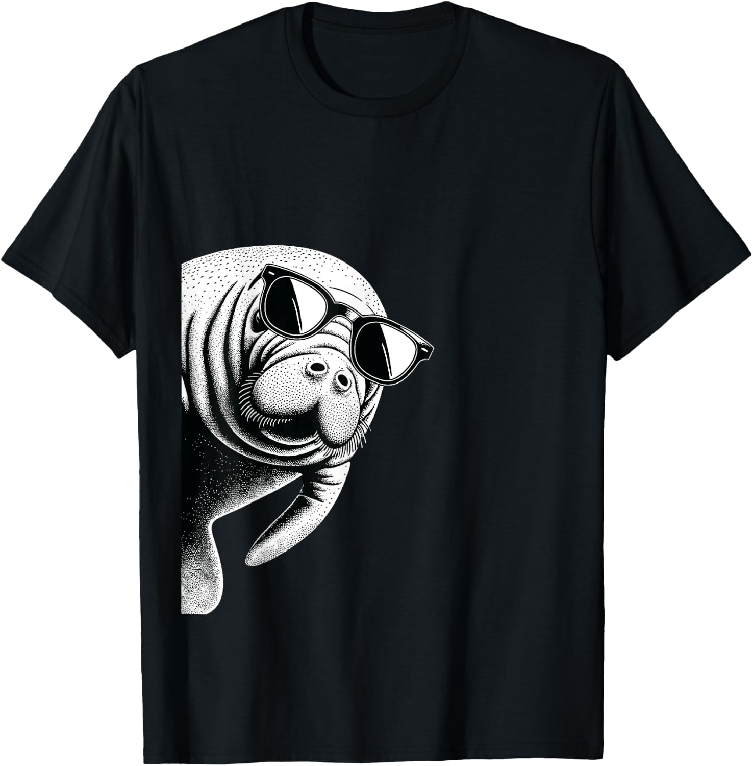 Funny Manatee Wearing Sunglasses Manatee Lover T-Shirt - T-Shirt | Black