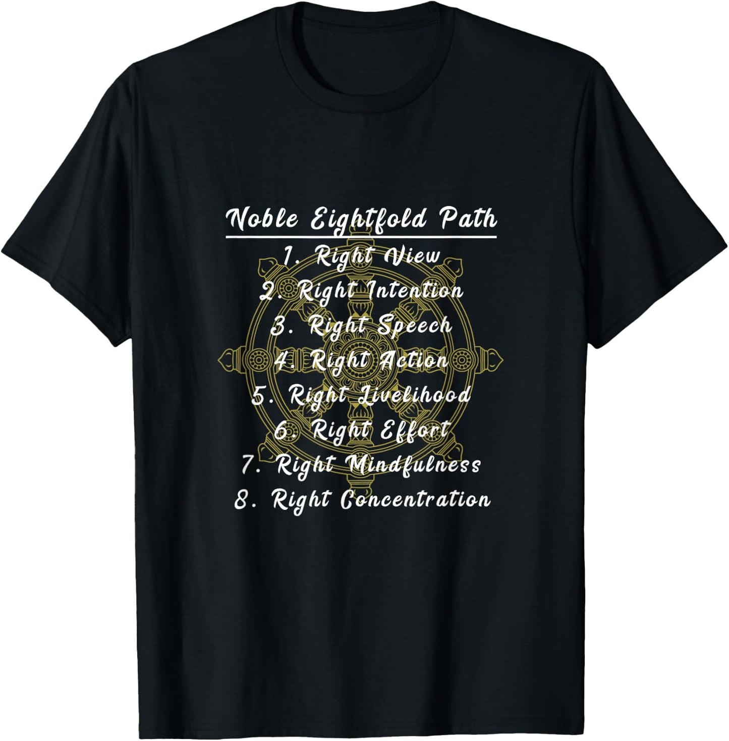 Buddha Dharma Wheel Noble Eightfold Path Buddhism T-Shirt - T-Shirt | Black