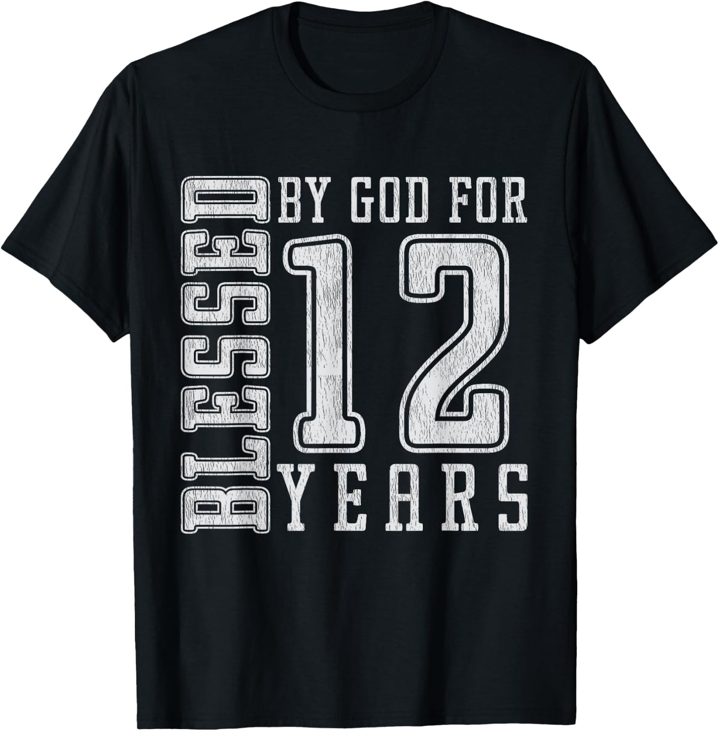 Blessed by God for 12 Years old birthday boys kids vintage T-Shirt - T-Shirt | Black