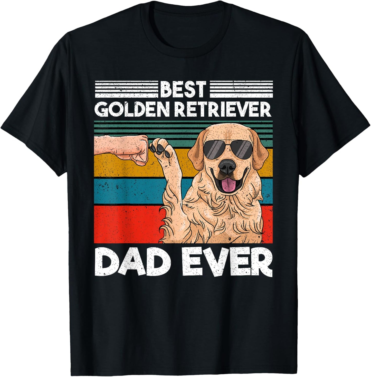 Best Golden Retriever Dad Ever Dog Dad Fist Bump T-Shirt - T-Shirt | Black