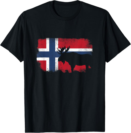 Norwegian Flag Noreg Norge Scandinavia Norway , black T-Shirt - T-Shirt | Black