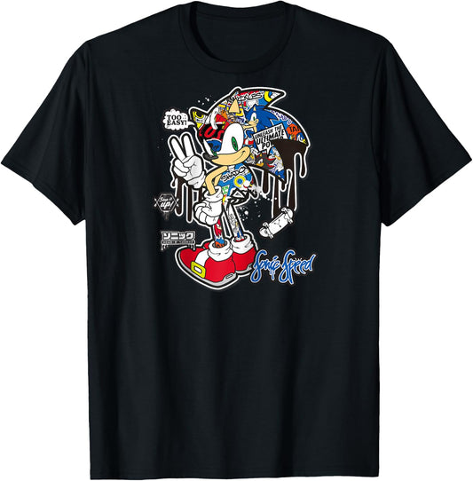 Sonic the Hedgehog Sticker Sonic Speed Raglan Baseball T-Shirt - T-Shirt | Black