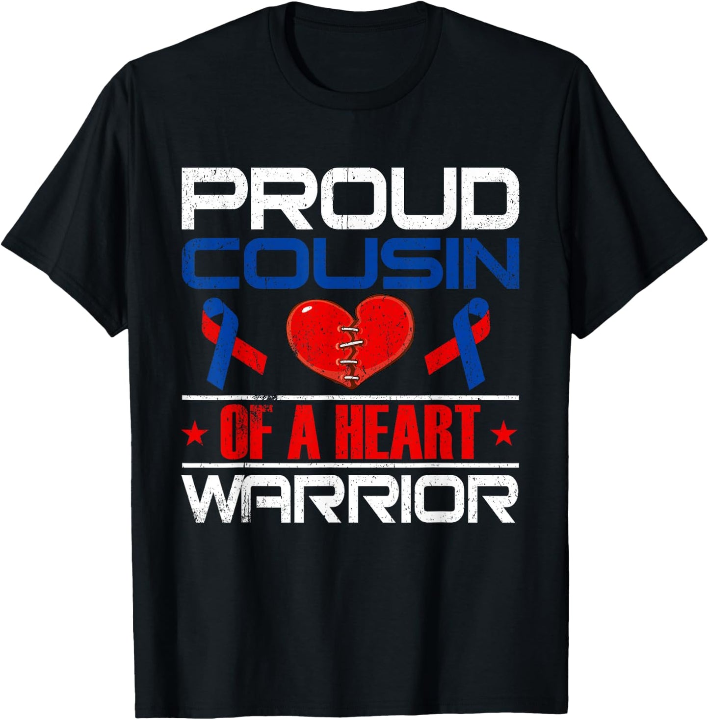 Proud Cousin Of A Heart Warrior Congenital Defect Awareness T-Shirt - T-Shirt | Black
