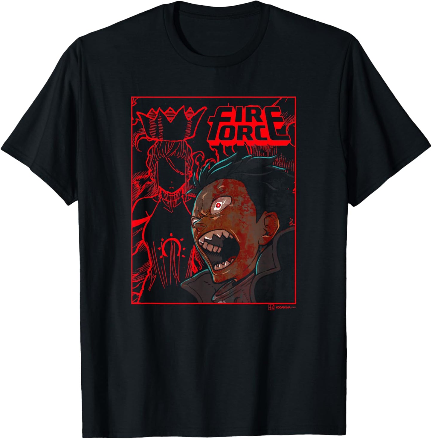 Ripple Junction x Fire Force Shock Shinra Haumea Silhouette , Black, S T-Shirt - T-Shirt | Black