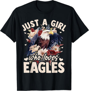 Floral Eagle Bird Just A Girl Who Loves Eagle T-Shirt - T-Shirt | Black