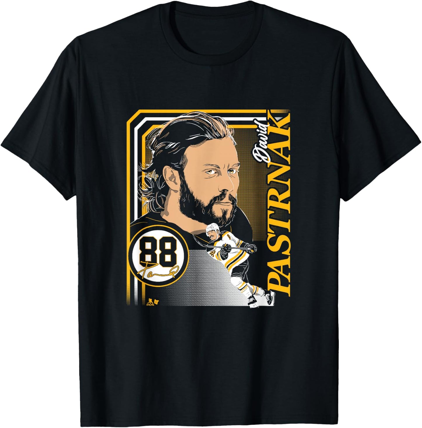 David Pastrnak: Collage Frame - Boston Hockey T-Shirt - T-Shirt | Black