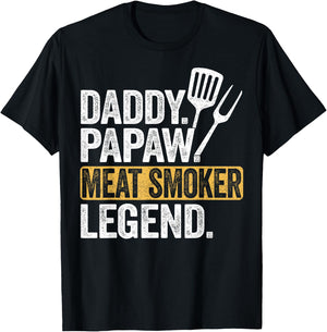 Funny Daddy Papaw Meat Smoker Legend Cool Retro T-Shirt - T-Shirt | Black