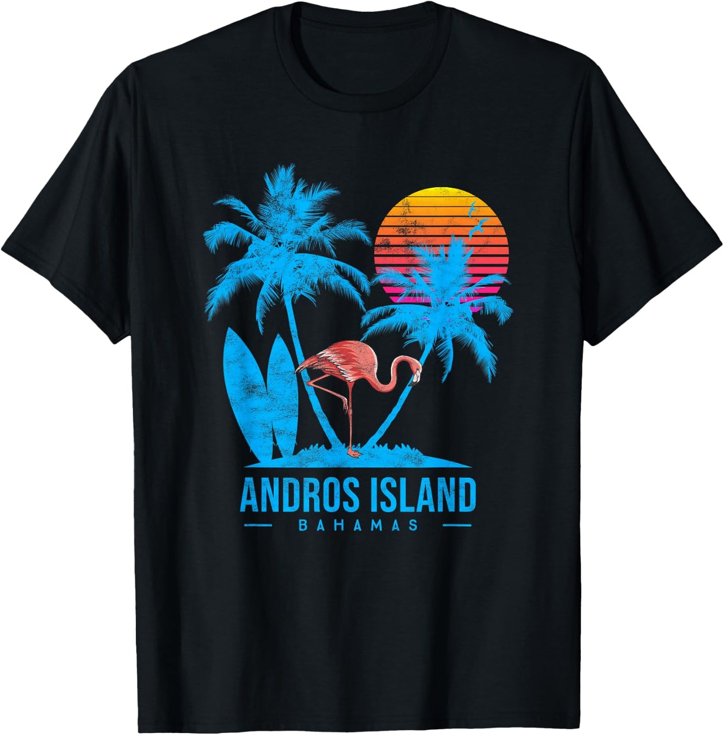 Andros Island, Bahamas. Palm trees sunset T-Shirt - T-Shirt | Black
