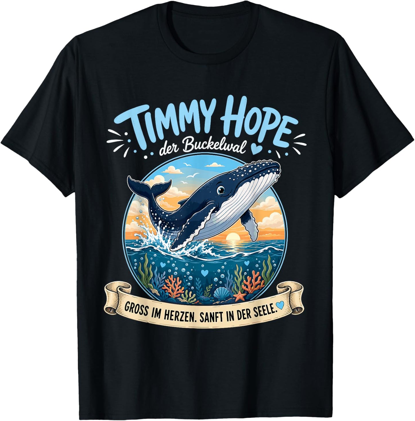 Timmy Hope Buckelwal Wal Meer Ozean Natur Design T-Shirt - T-Shirt | Black