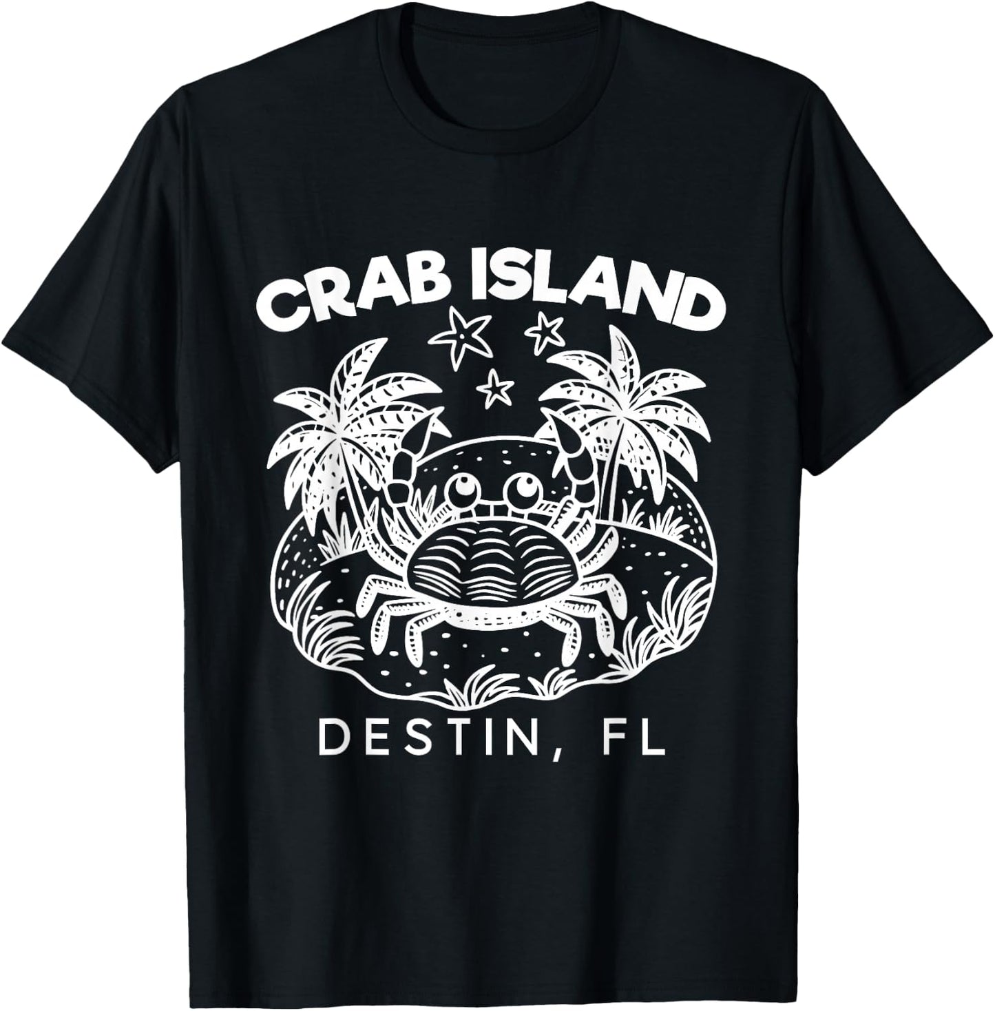 Retro Island Crab Destin, FL Party Sandbar Souvenir Hangout T-Shirt - T-Shirt | Black