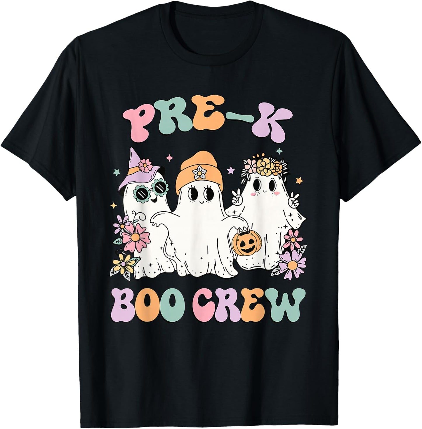 Teacher Boo Crew Pre K Cute Ghost Halloween Costume T-Shirt - T-Shirt | Black