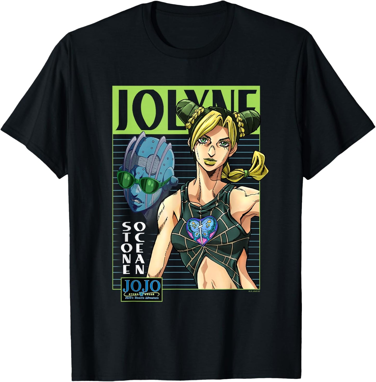 JoJo's Bizarre Adventure Jolyne & Stone Ocean Mugshot Anime T-Shirt - T-Shirt | Black