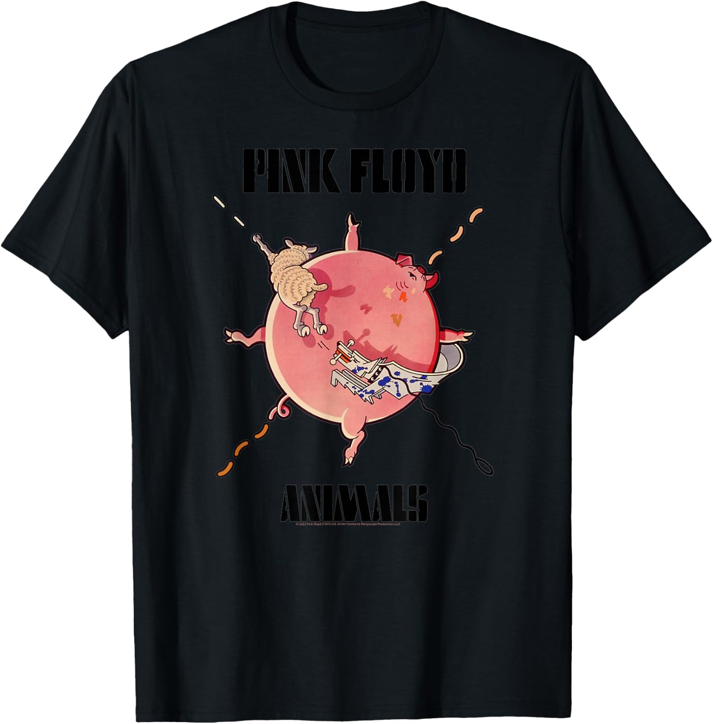 Official Pink Floyd Fat Pig Rock Music Band Retro T-Shirt - T-Shirt | Black