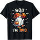 Boo I'm Two Ghost 2nd Birthday Halloween Boy Kids Groovy T-Shirt - T-Shirt | Black