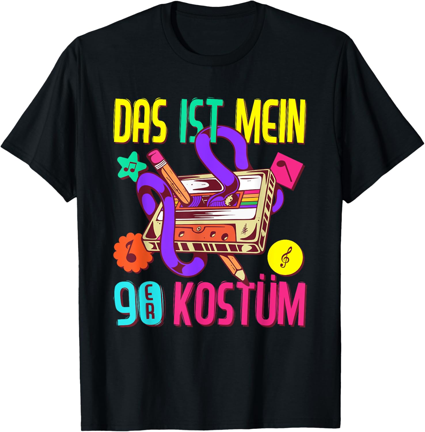 90er Jahre Outfit Damen Herren | Das ist mein 90er Kostüm T-Shirt - T-Shirt | Black