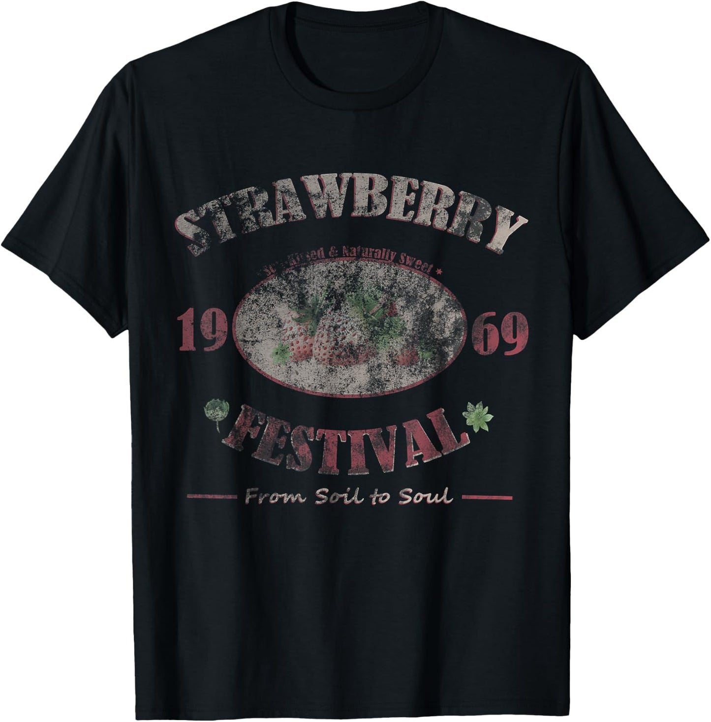 Strawberries Strawberry Festival Vintage Graphic T-Shirt - T-Shirt | Black