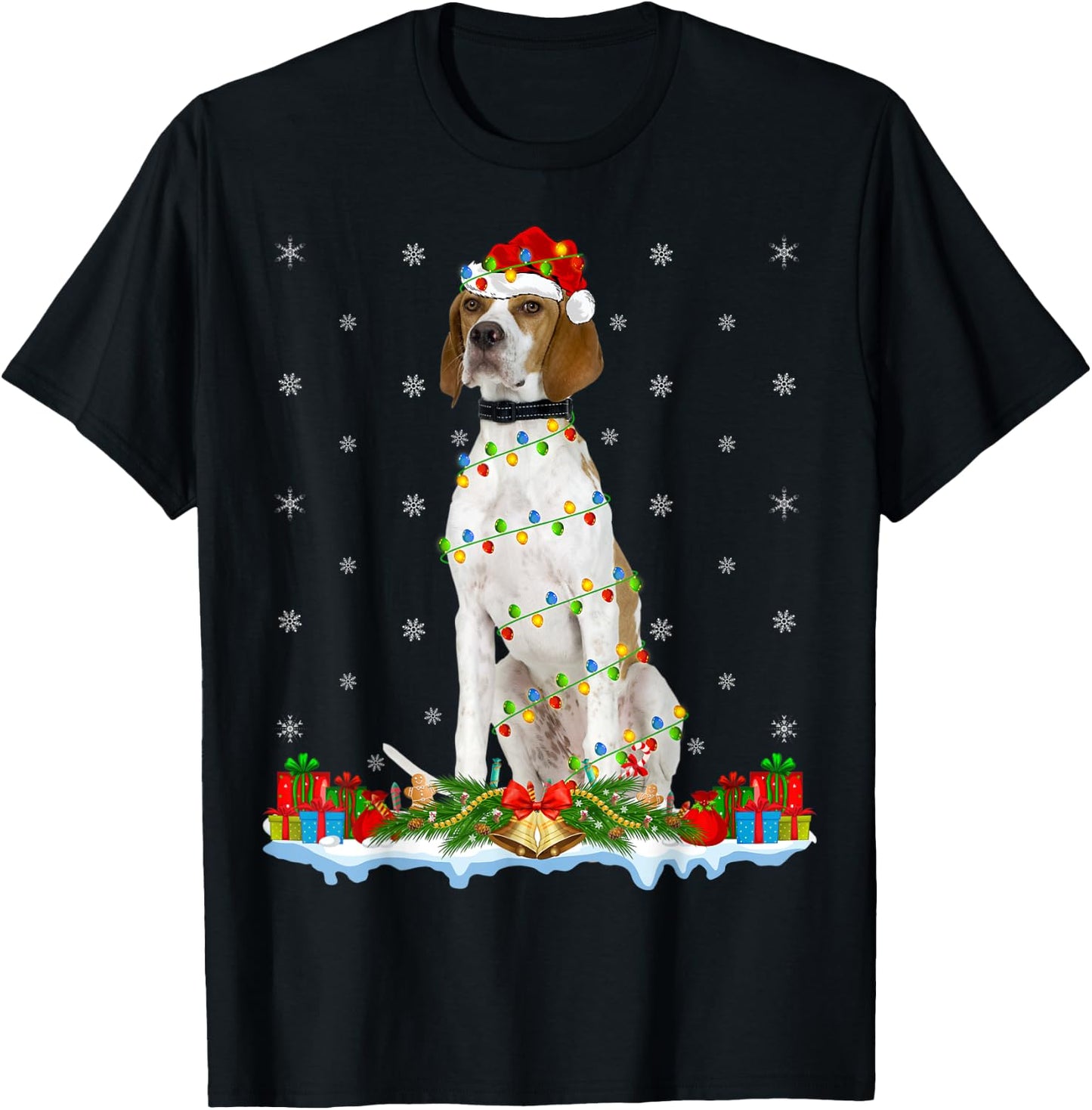 English Pointer Dog Xmas Lighting English Pointer Christmas Women Kids T-Shirt - T-Shirt | Black