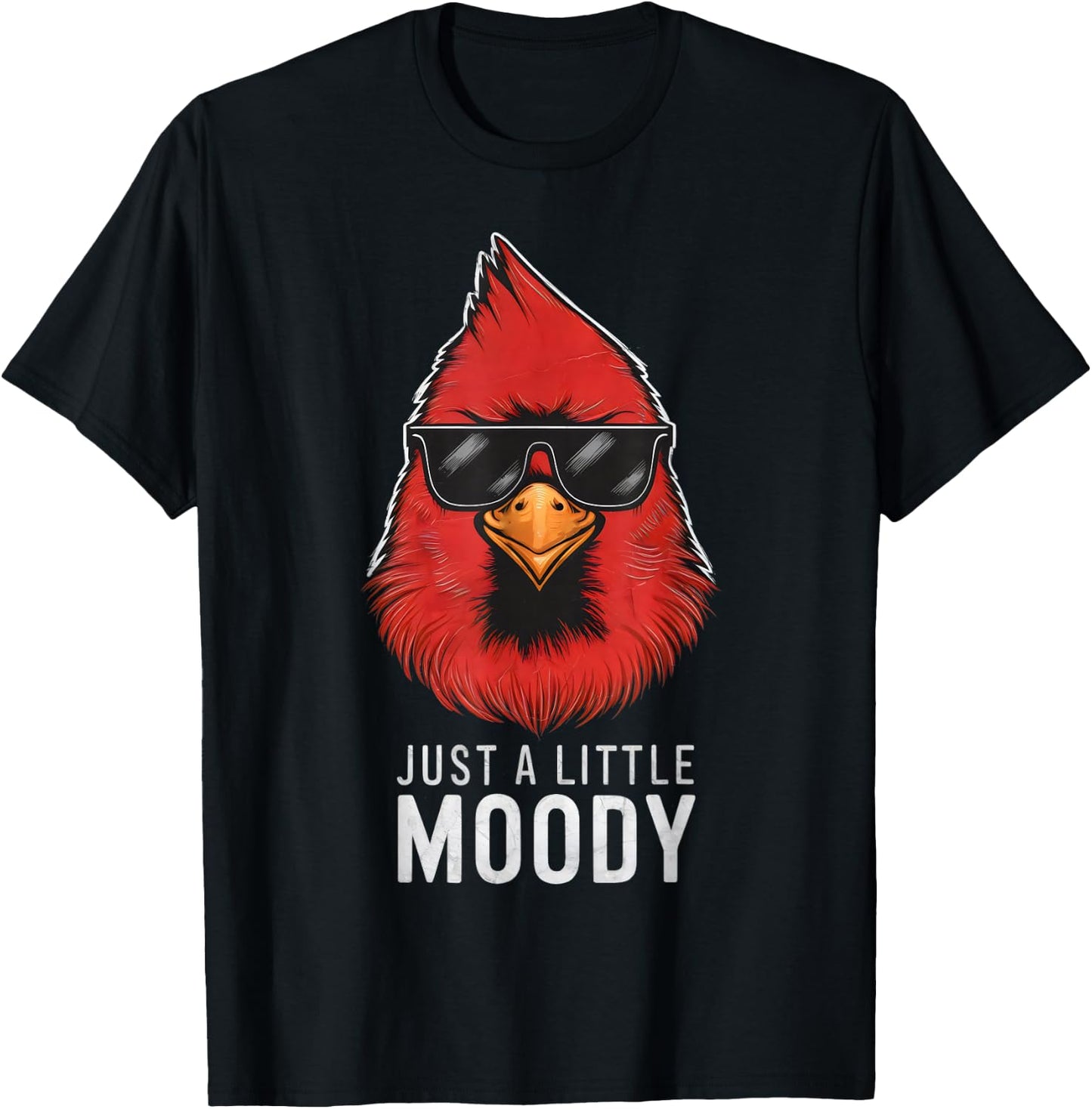 Funny Red Cardinal Bird Lover With Sunglasses T-Shirt - T-Shirt | Black