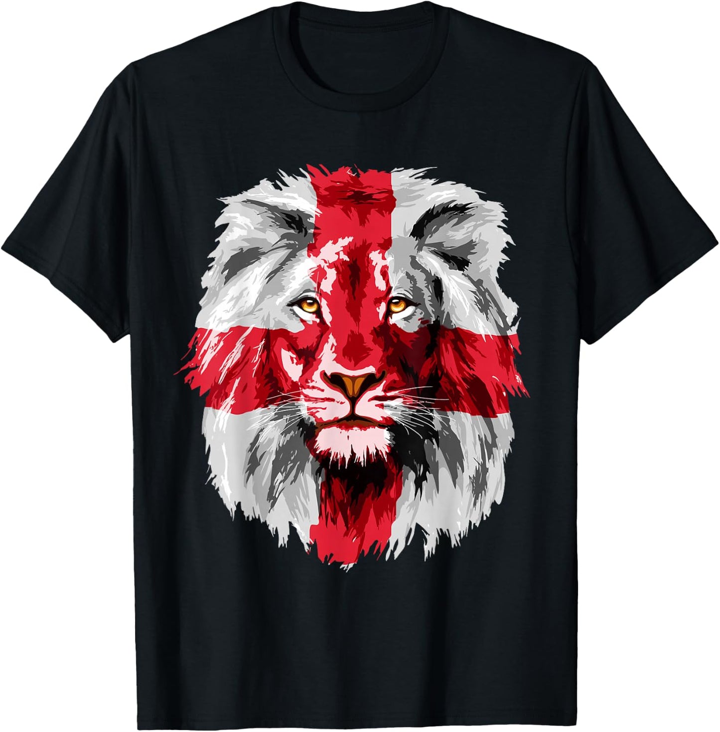 England National Flag Lion Face English England Flag , Black, S T-Shirt - T-Shirt | Black