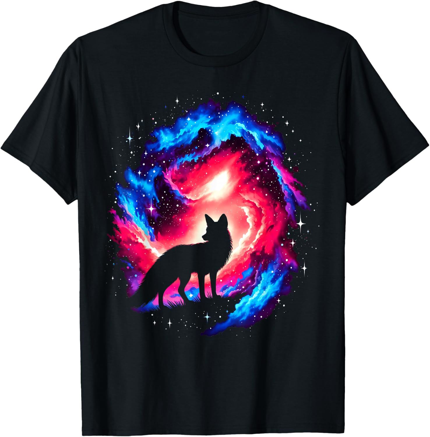 Cool Cosmic Fox Galaxy Graphic Space Art T-Shirt - T-Shirt | Black