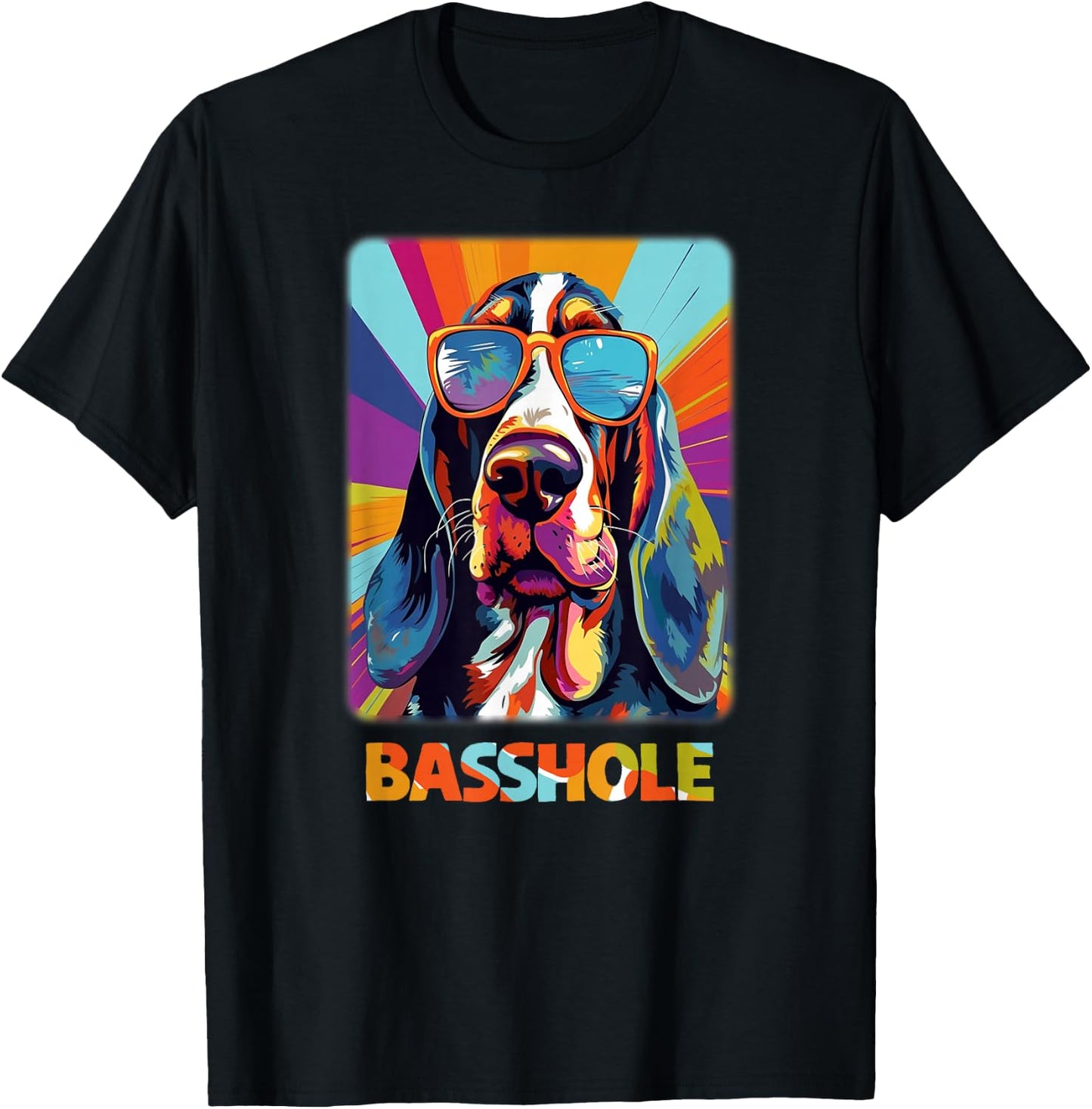 Mom & Dad of a Basshole - Basset Hound with Glasses -Adults Black Short Sleeve T-Shirt - T-Shirt | Black