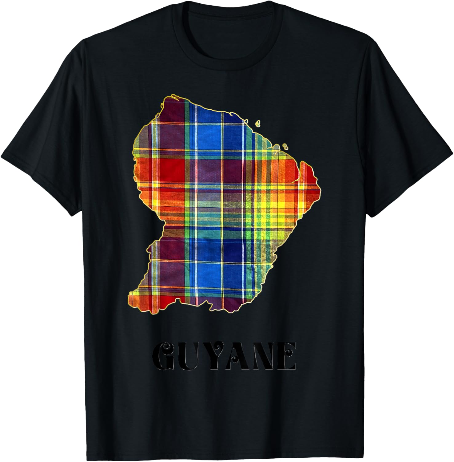 French Guiana Madras Man Woman And Child , Black, S T-Shirt - T-Shirt | Black