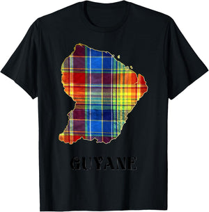 French Guiana Madras Man Woman And Child , Black, S T-Shirt - T-Shirt | Black