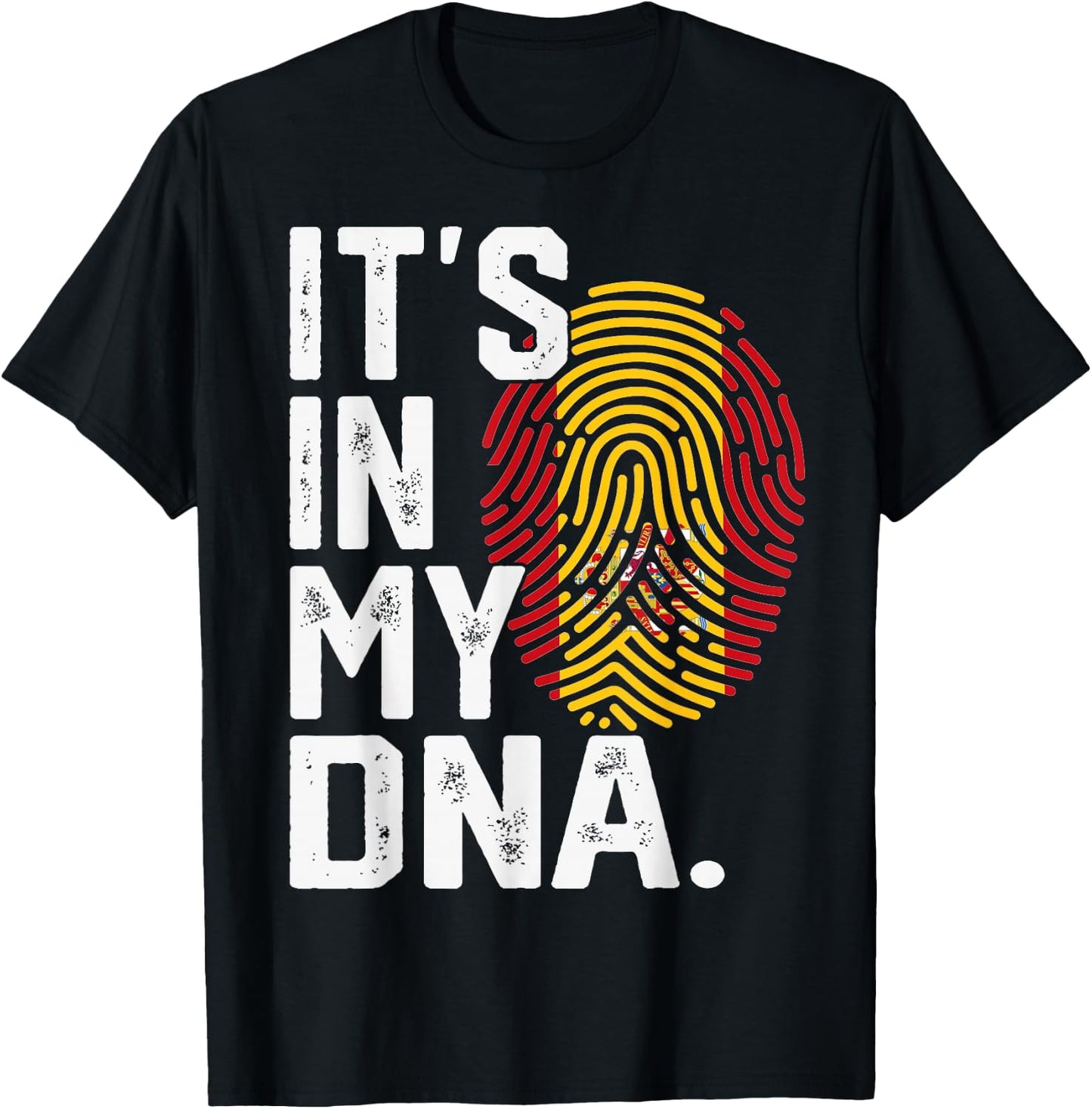 Spanien Roots Flagge Fingerabdruck Grafik Patriotisch T-Shirt - T-Shirt | Black