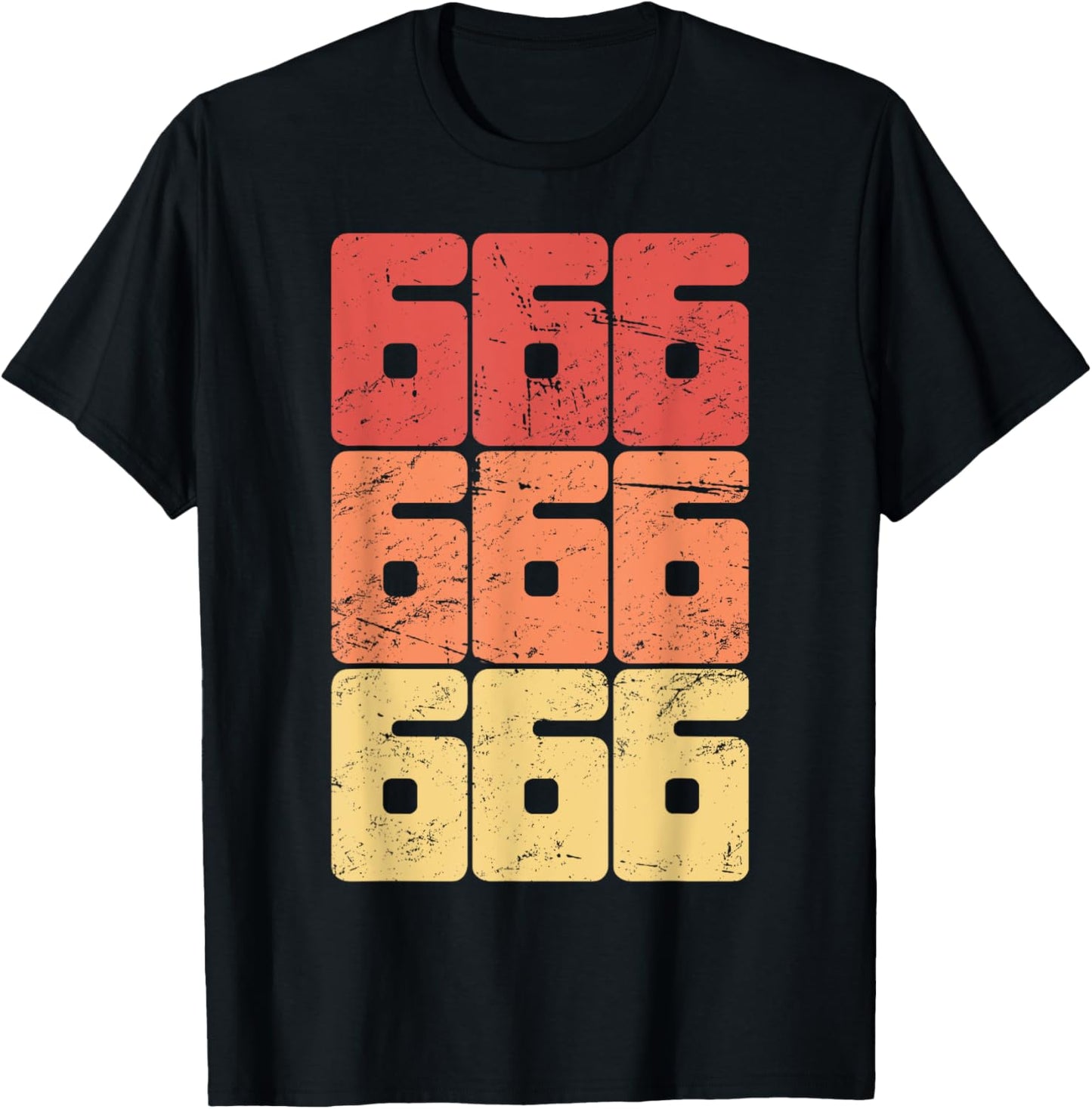 Retro Distressed Satanic 666 T-Shirt - T-Shirt | Black