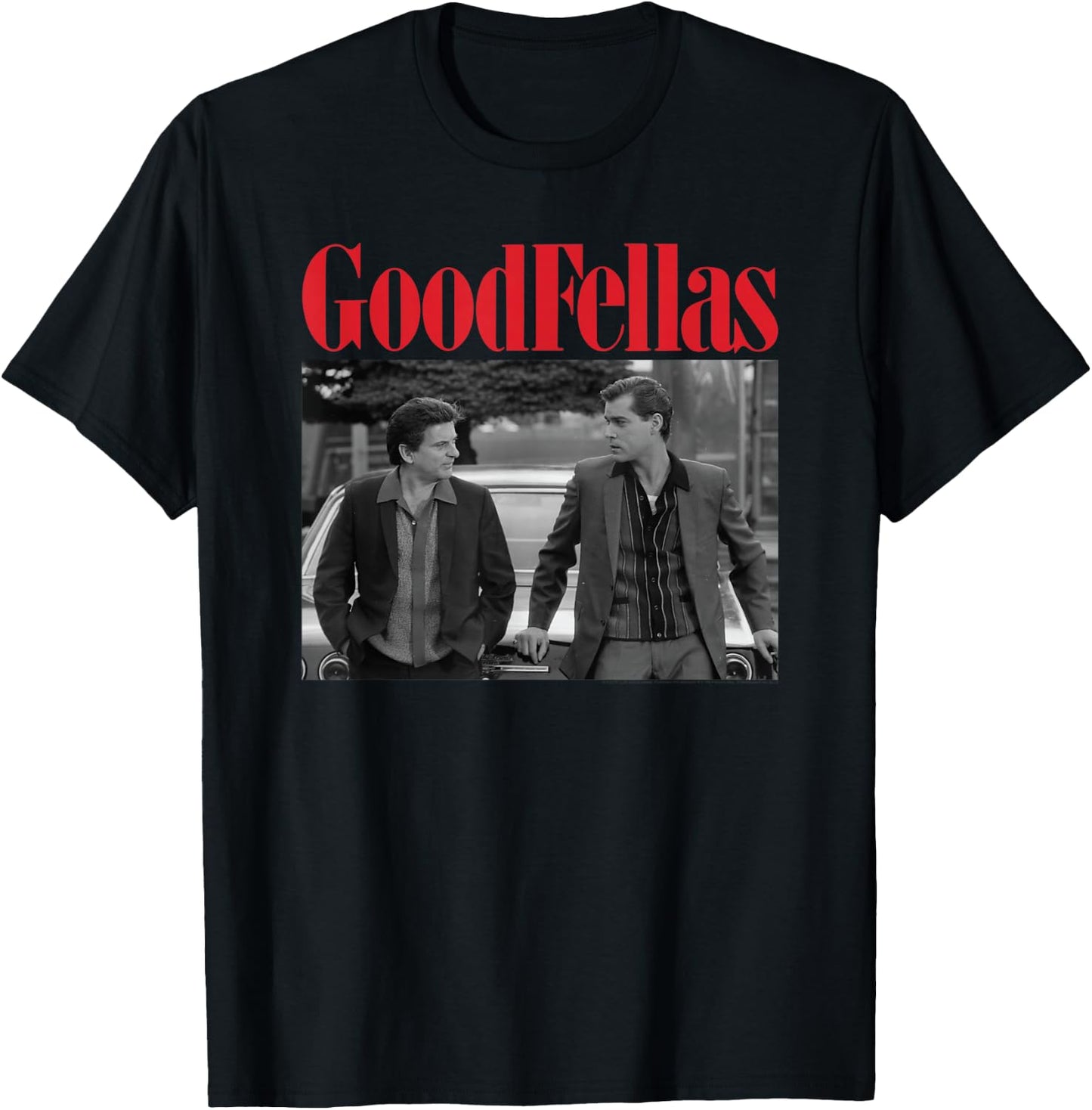 Goodfellas Herren Schwarz Cartoon Klassisch Crew-Kragen Halbarm Klein EU Klein Regular T-Shirt - T-Shirt | Black