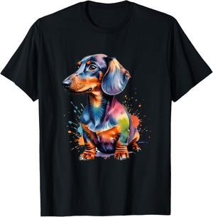 Colorful Wiener & Dachshund T-Shirt - T-Shirt | Black