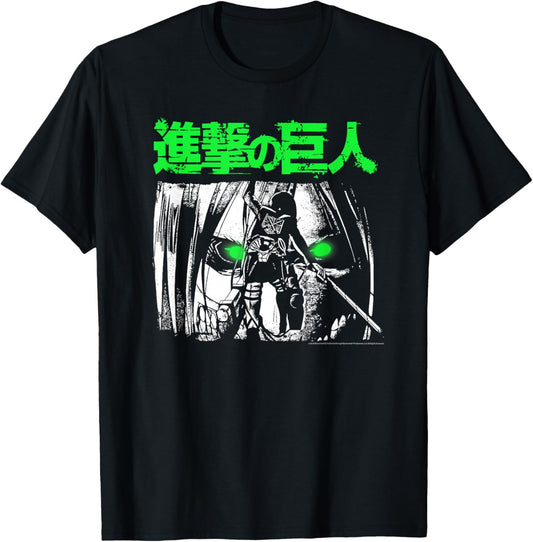 Attack on Titan Green Eyes Titan Anime T-Shirt - T-Shirt | Black