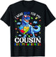 I Wear Blue For My Cousin Autism Awareness Dinosaur Boys T-Shirt - T-Shirt | Black