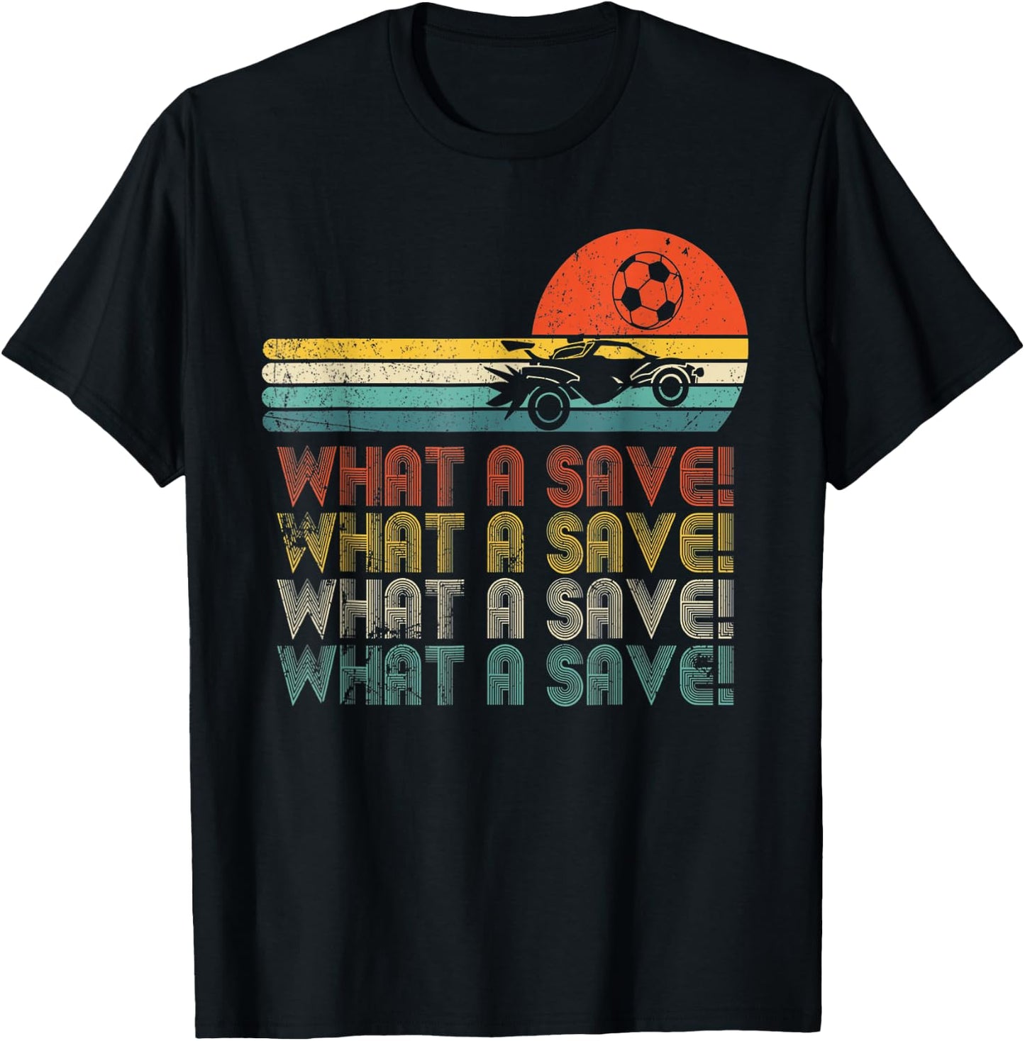 What a save Vintage Retro Rocket Soccer Car T-Shirt - T-Shirt | Black
