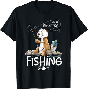 Funny Fishing Otter Just Anotter Fishing T-Shirt - T-Shirt | Black