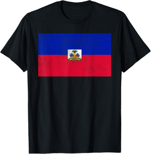 Vintage Haitian Flag Women Kids Boys Girls T-Shirt - T-Shirt | Black