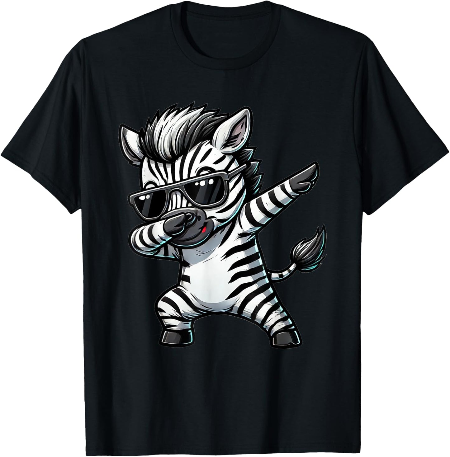 Dabbing Zebra Funny Zebra on Dabben Gift Zebra , black T-Shirt - T-Shirt | Black