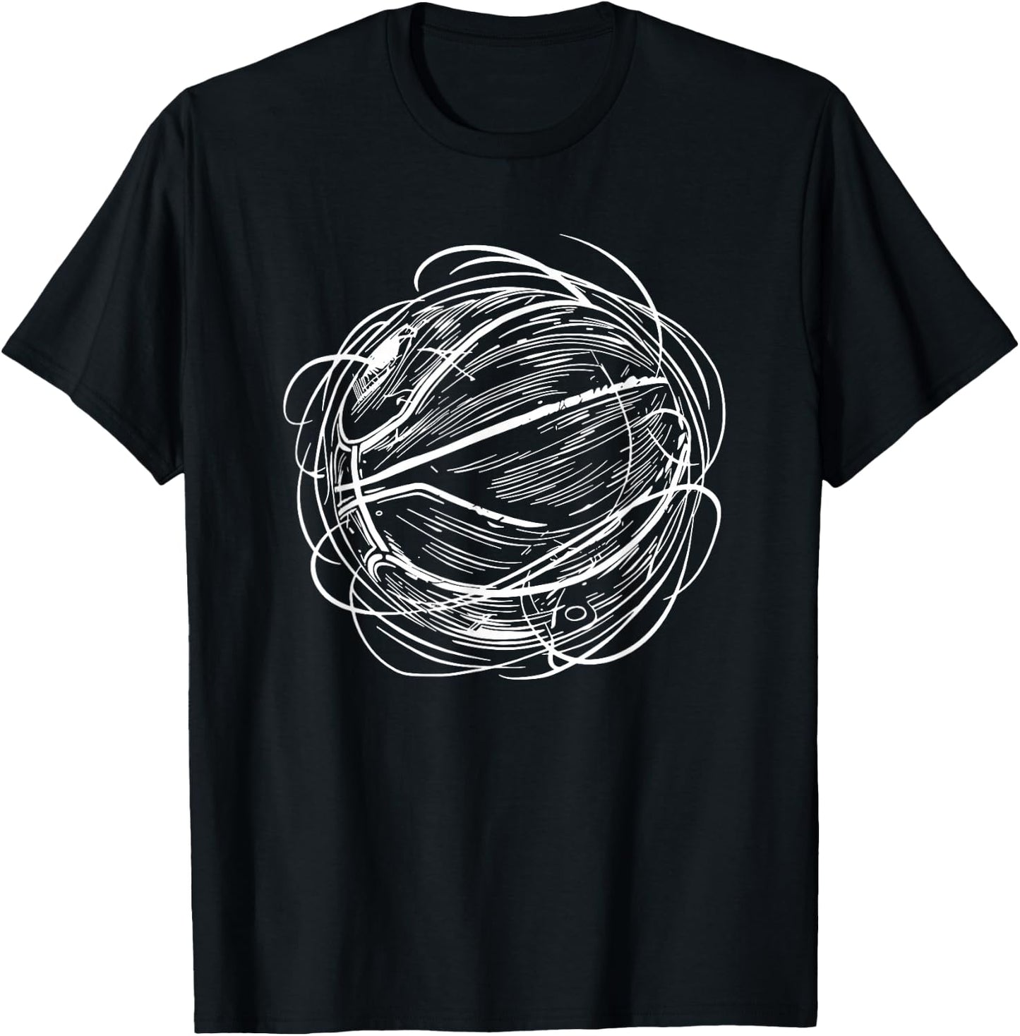 Basketball Ball Sketch Sports T-Shirt - T-Shirt | Black