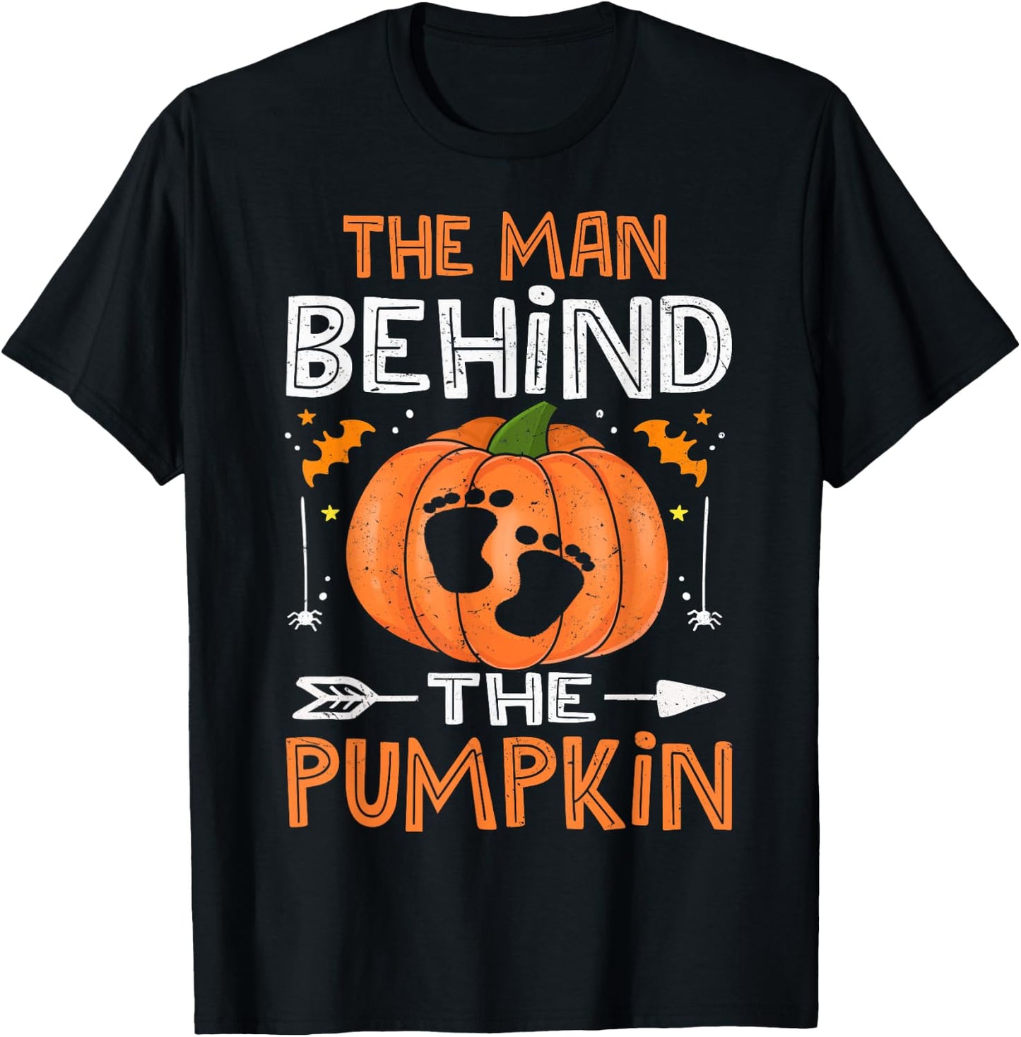 Daddy Halloween Pregnancy Shirt, The Man Behind The Pumpkin T-Shirt - T-Shirt | Black