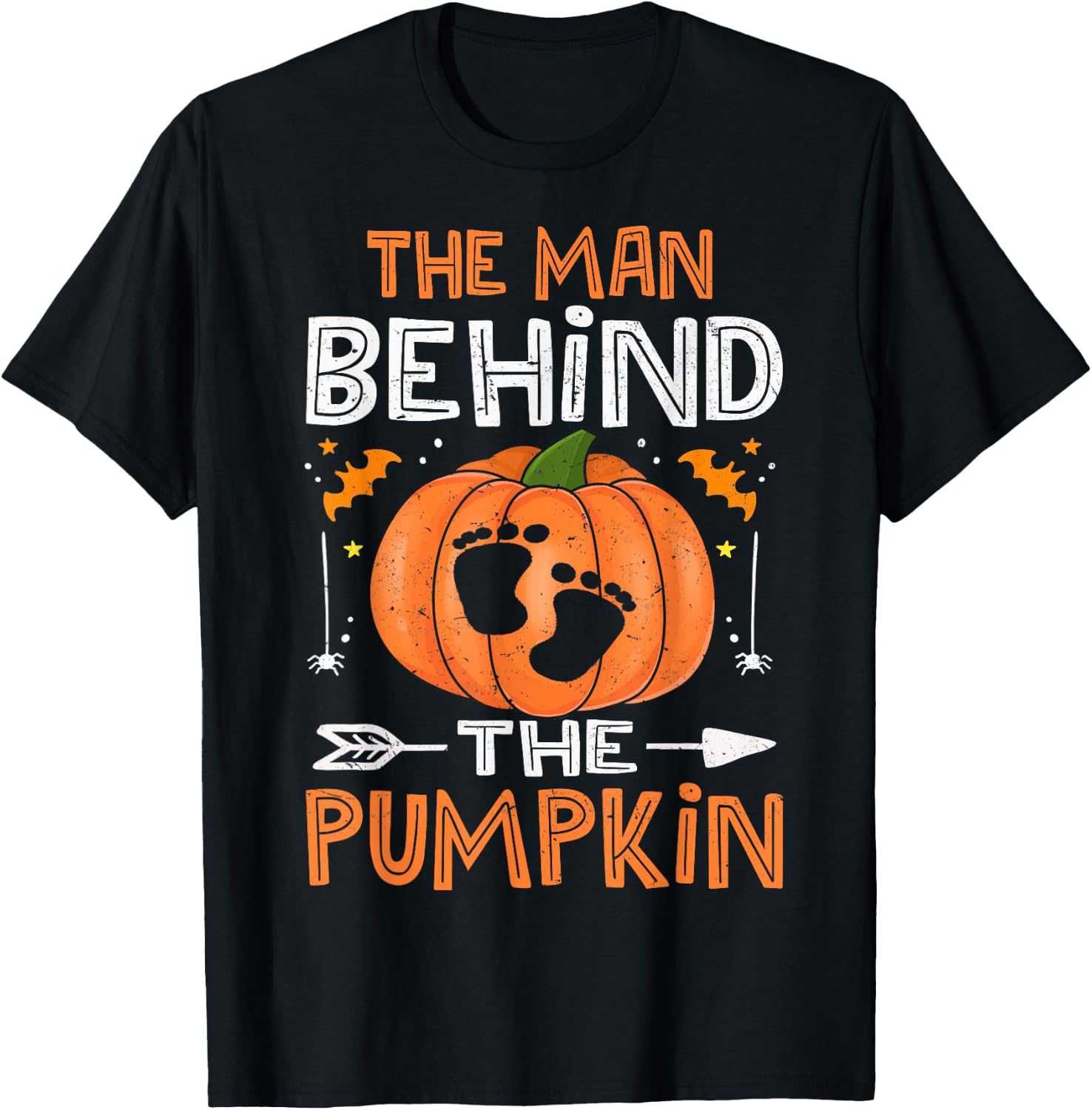 Daddy Halloween Pregnancy Shirt, The Man Behind The Pumpkin T-Shirt - T-Shirt | Black