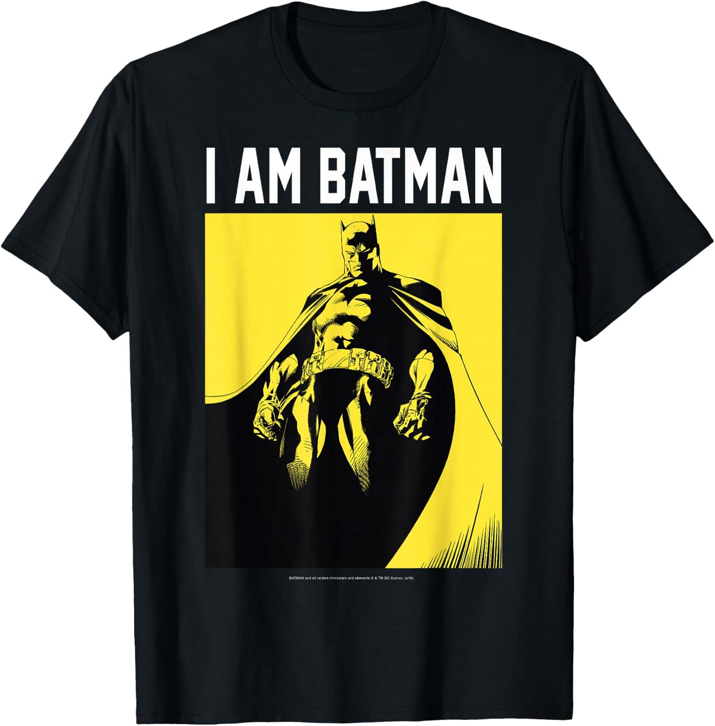 DC Comics I Am Batman Yellow Dark Poster Fill Small T-Shirt - T-Shirt | Black