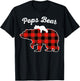 Pops Bear Flannel Red Plaid Pajama Family Matching XMAS T-Shirt - T-Shirt | Black
